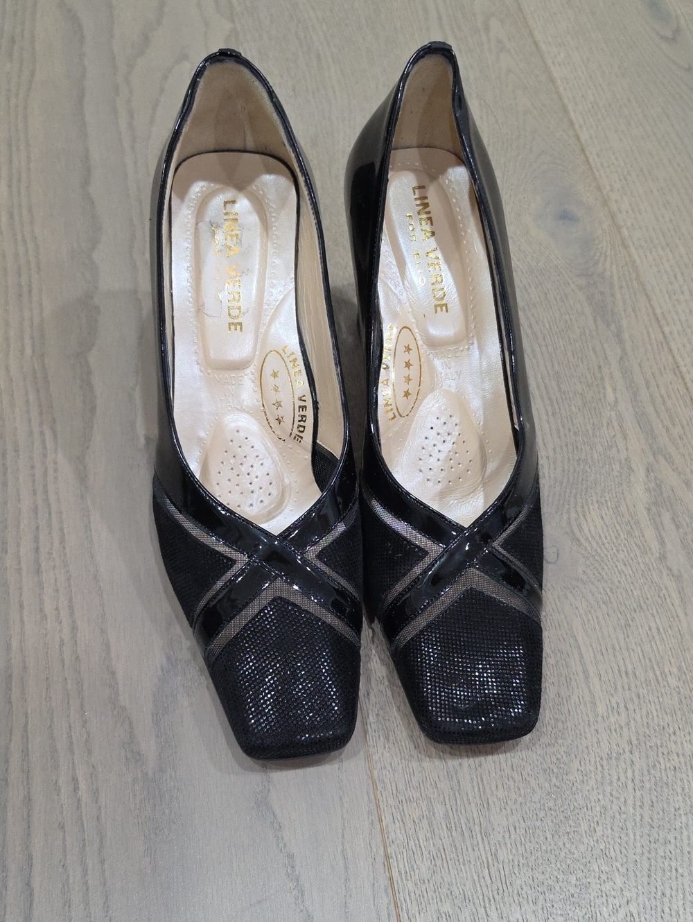 Black Square-Toe Heels